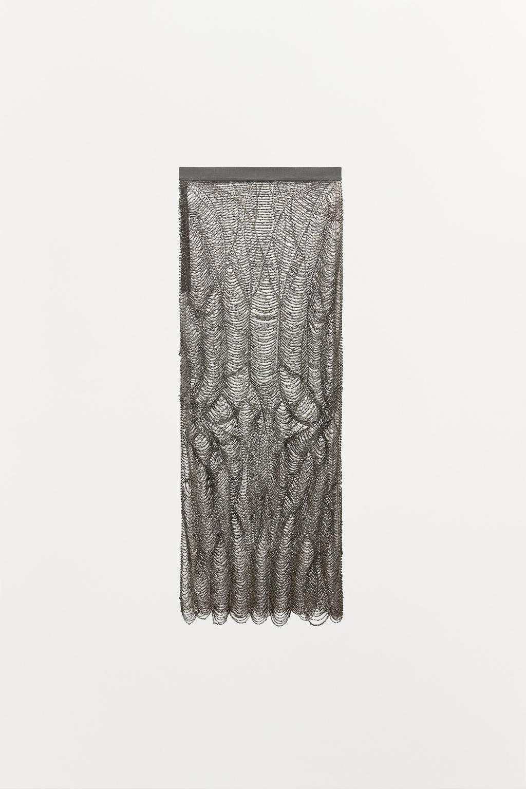 ПОЛУПРОЗРАЧНАЯ ЮБКА С БУСИНАМИ