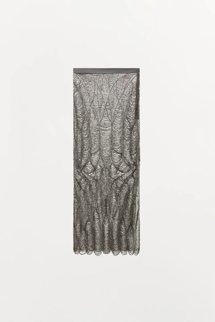 Полупрозрачная юбка с бусинами- Заказать в России