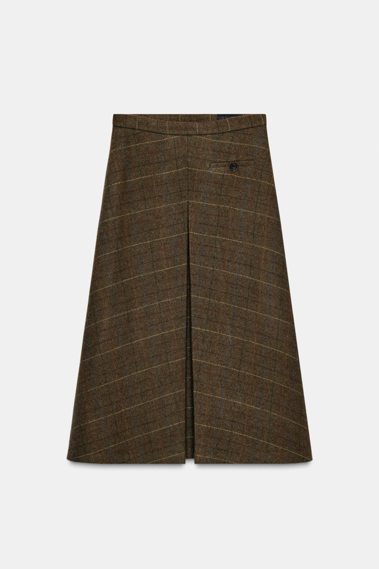 Юбка-карандаш с клетчатым узором из шерсти коллекции zw