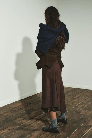 Юбка миди асимметричного кроя из искусственной замши- Заказать в России