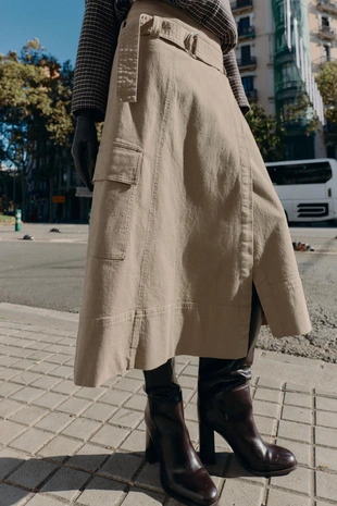 Юбка миди карго с ремнем- Заказать в России