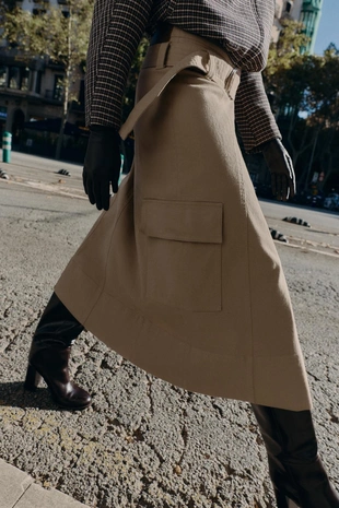 Юбка миди карго с ремнем- Заказать в России