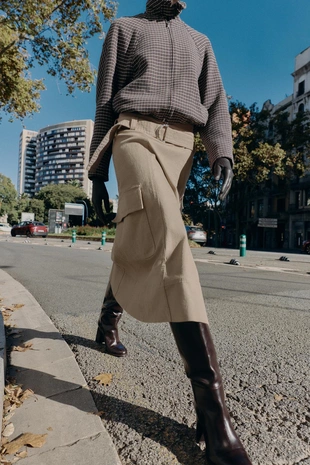 Юбка миди карго с ремнем- Заказать в России