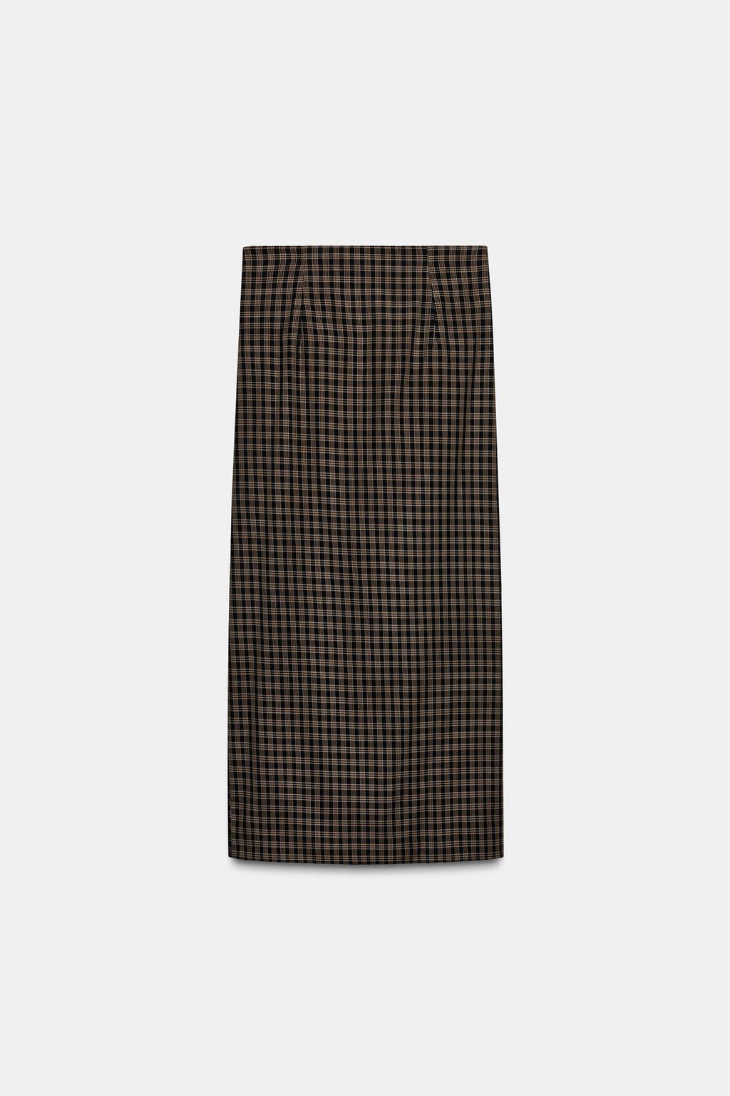 ЮБКА В КЛЕТКУ СО СБОРКАМИ — ZW COLLECTION