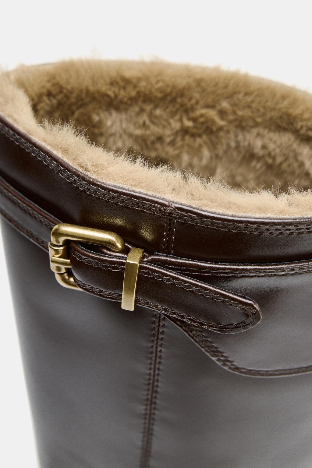 КОЖАНЫЕ САПОГИ С ПРЯЖКОЙ И ВОДООТТАЛКИВАЮЩИМ ПОКРЫТИЕМ