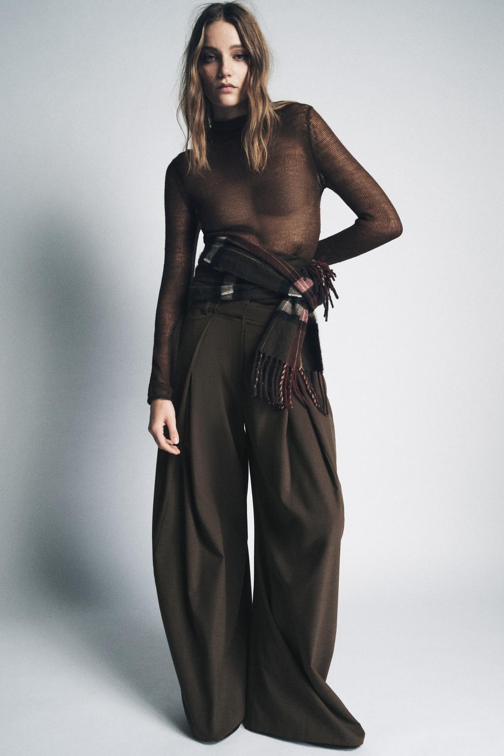 БРЮКИ WIDE LEG С ЗАЩИПАМИ — ZW COLLECTION