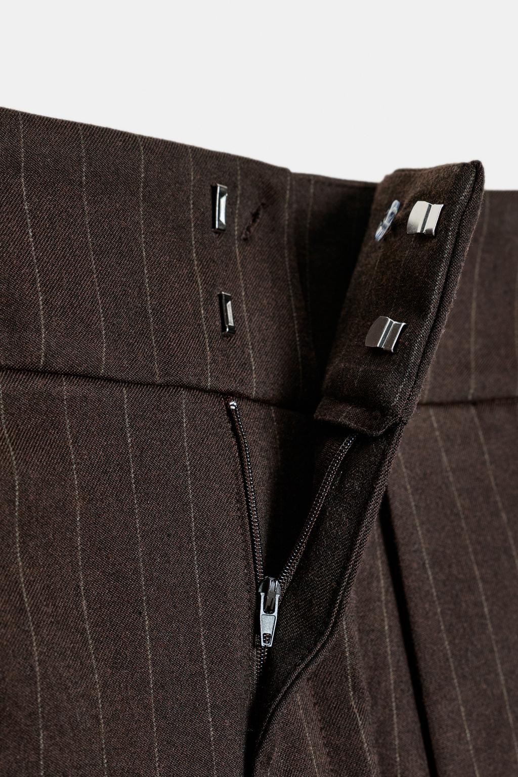 БРЮКИ BALLOON В ПОЛОСКУ С ЗАЩИПАМИ