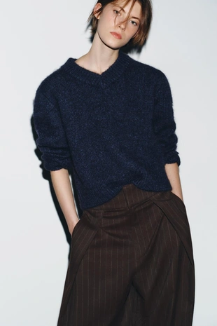 Брюки BALLOON в полоску с защипами- Заказать в России