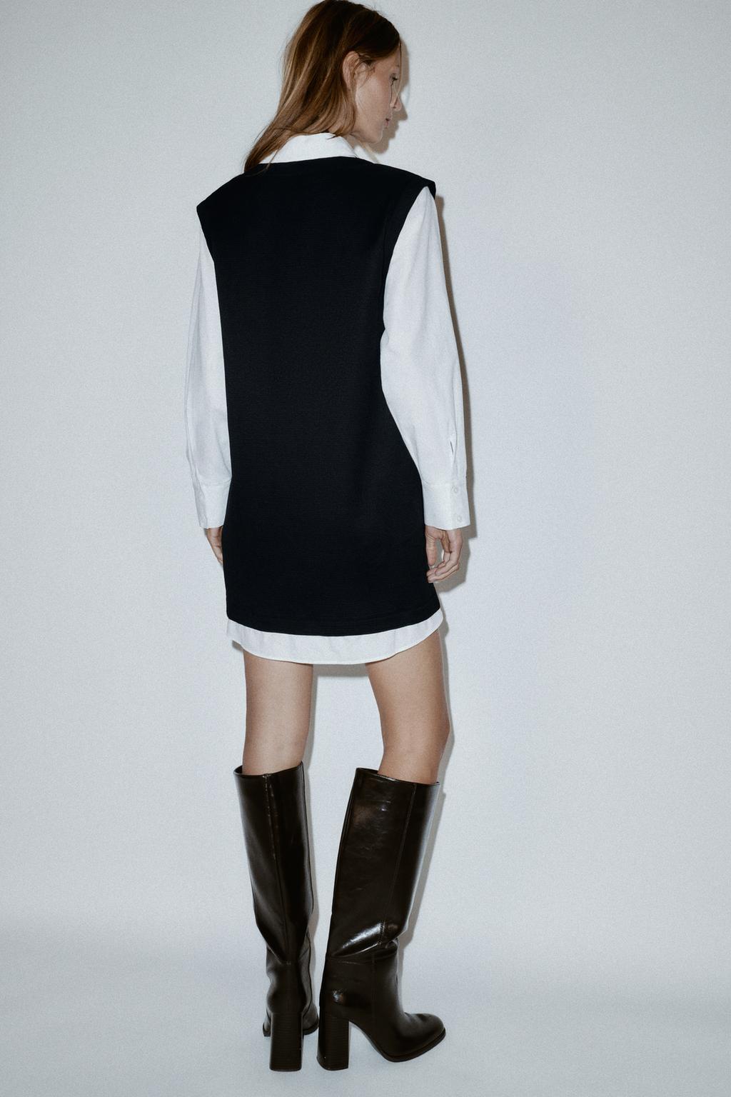 МИНИ-ПЛАТЬЕ ИЗ КОМБИНИРОВАННОГО ПОПЛИНА