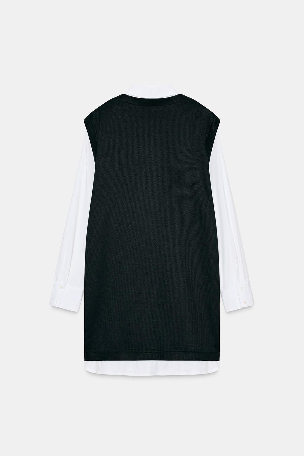 МИНИ-ПЛАТЬЕ ИЗ КОМБИНИРОВАННОГО ПОПЛИНА