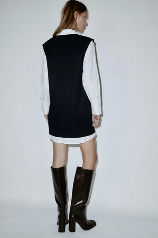 Мини-платье из комбинированного поплина- Заказать в России