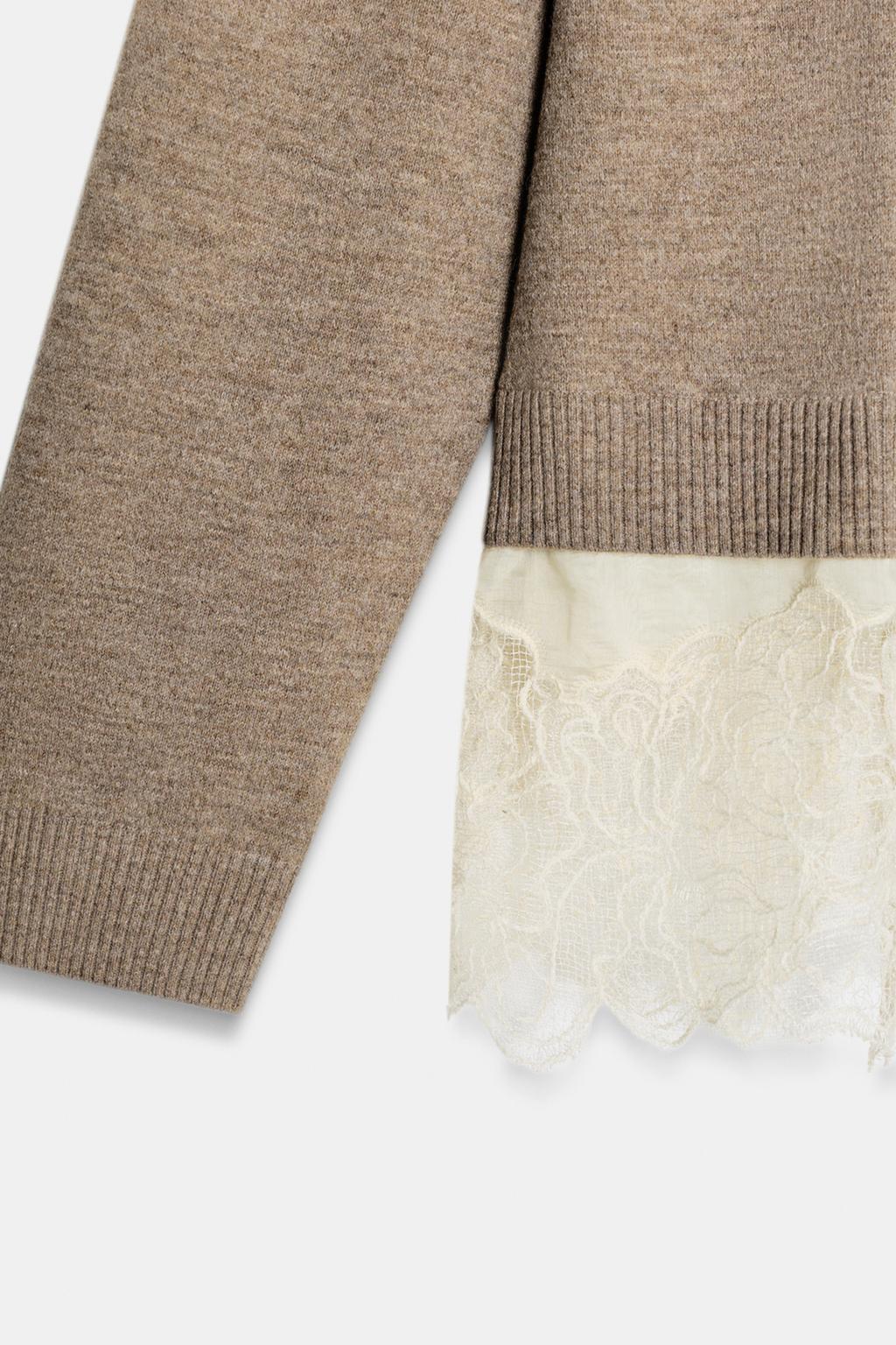 ВЯЗАНЫЙ СВИТЕР С КОМБИНИРОВАННЫМИ ДЕТАЛЯМИ