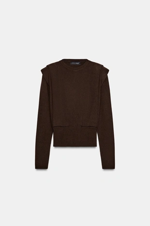 Вязаный свитер с подплечниками- Заказать в России