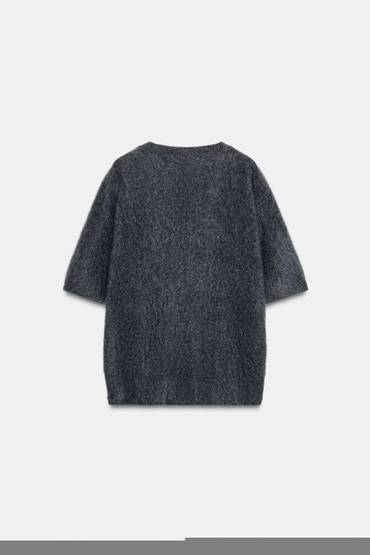 Джемпер прямого кроя из 100% шерсти с короткими рукавами