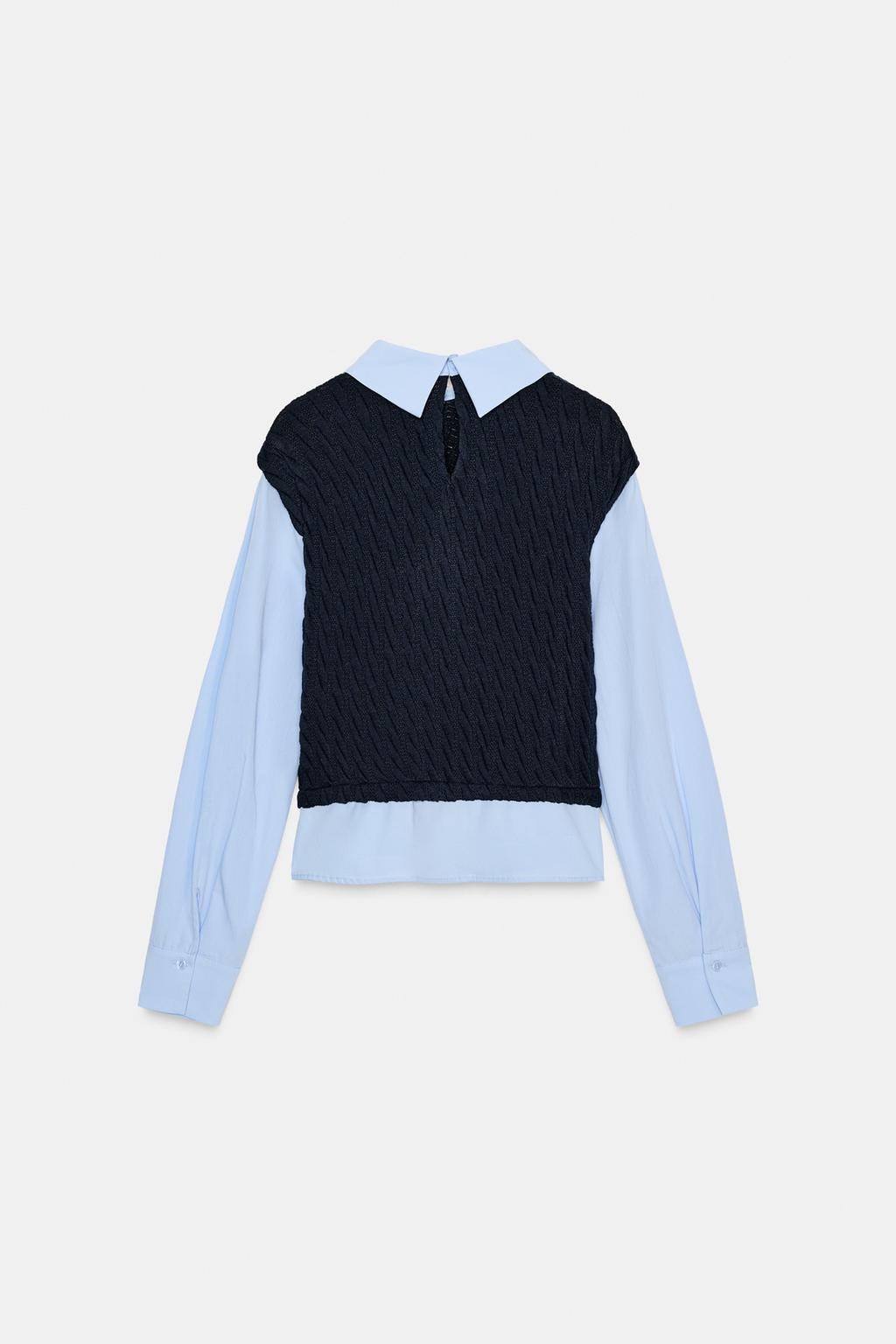 КОМБИНИРОВАННАЯ РУБАШКА ИЗ ПОПЛИНА