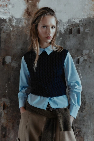 Комбинированная рубашка из поплина- Заказать в России