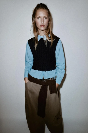 Комбинированная рубашка из поплина- Заказать в России