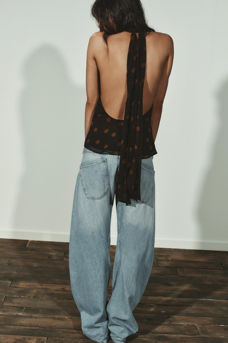 Топ-бандо из горгетты в горошек