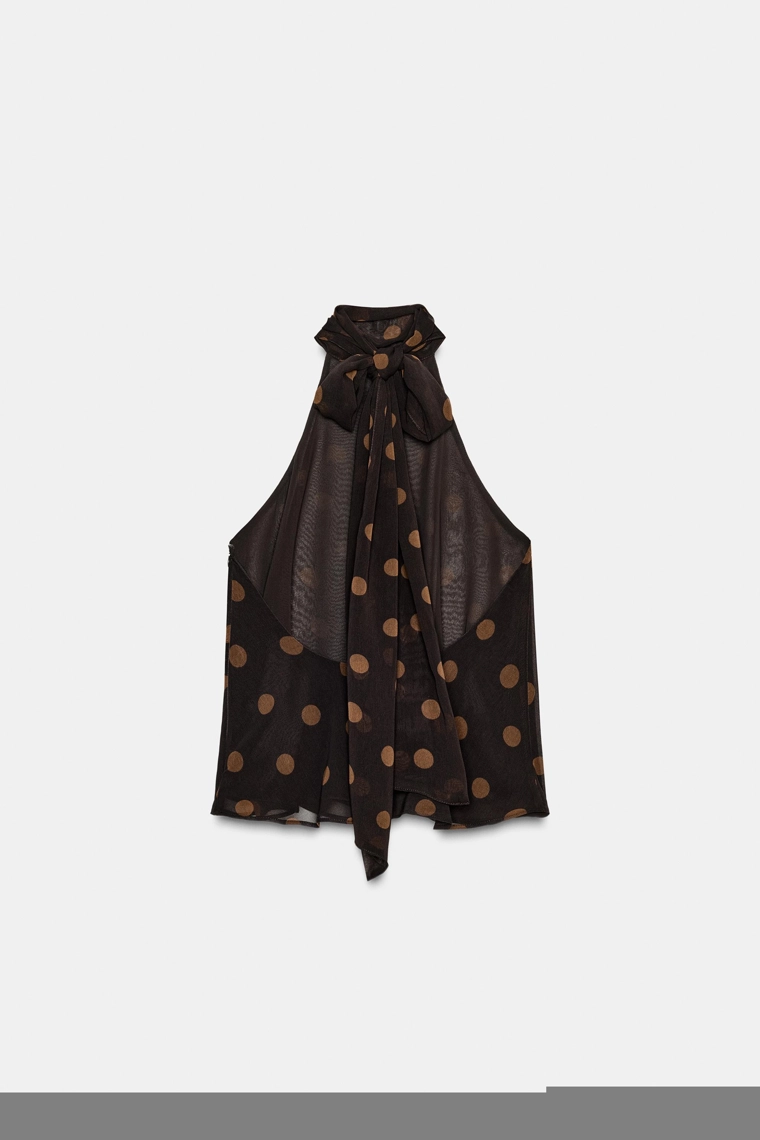 Топ-бандо из горгетты в горошек