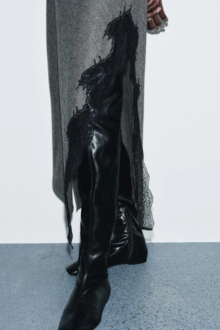 Платье из смесовой шерсти с кружевом — ZW COLLECTION LIMITED EDITION- Заказать в России