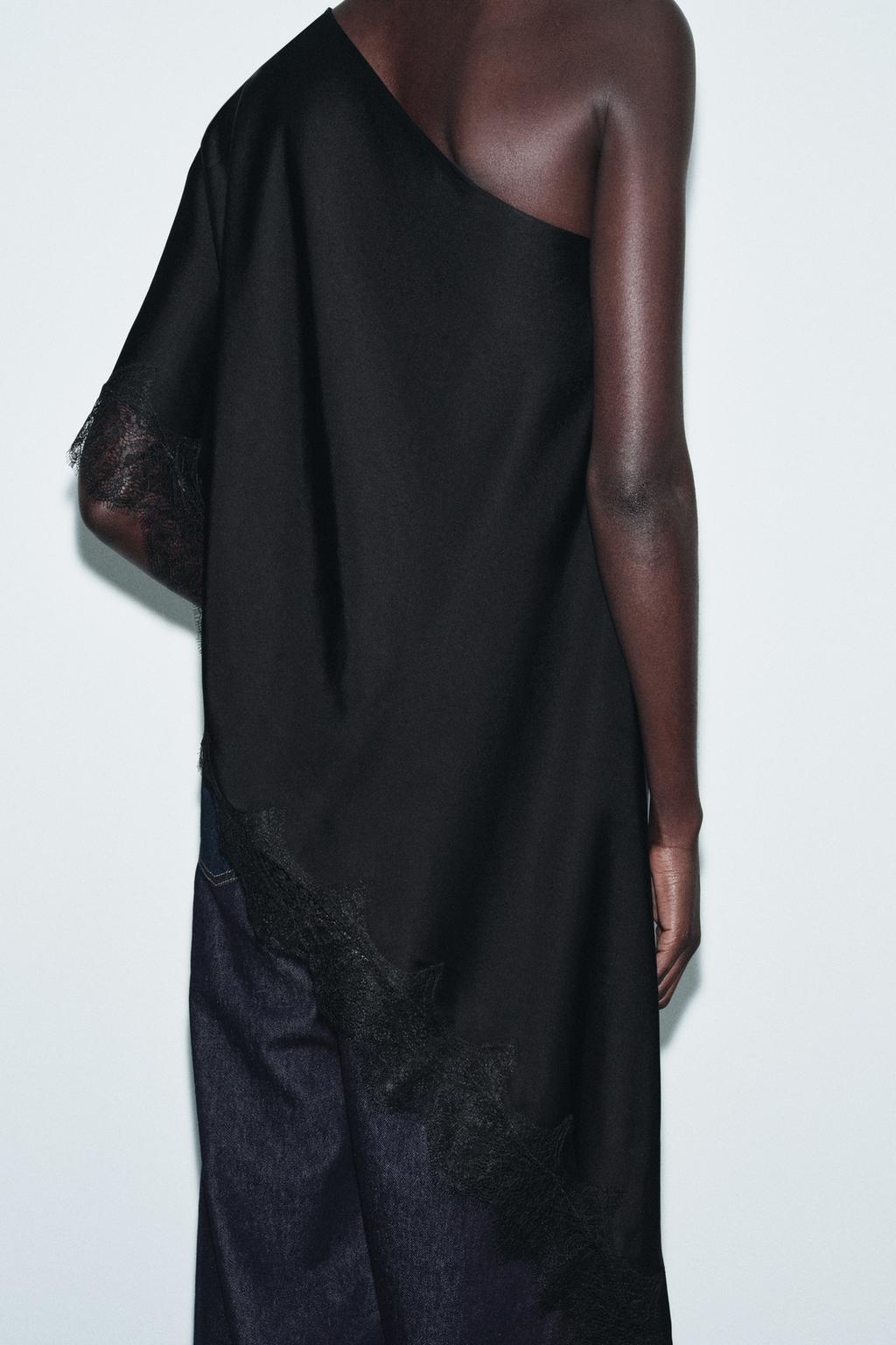 АСИММЕТРИЧНЫЙ ТОП С КРУЖЕВОМ — ZW COLLECTION