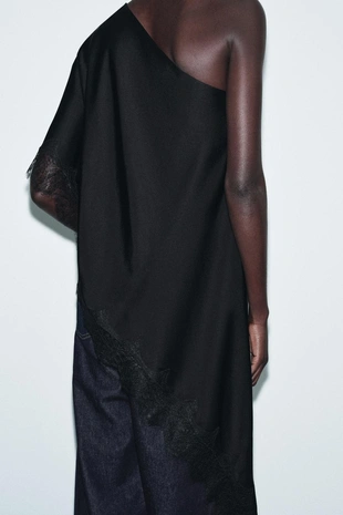 Асимметричный топ с кружевом — ZW COLLECTION- Заказать в России