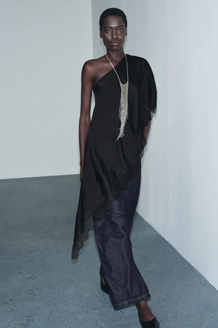 Асимметричный топ с кружевом — ZW COLLECTION- Заказать в России