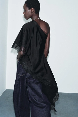 Асимметричный топ с кружевом — ZW COLLECTION- Заказать в России