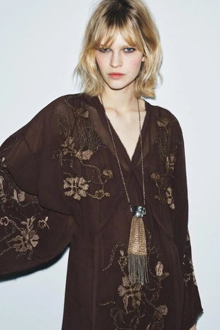 Купить Zara Платье с вышивкой и бусинами из ограниченной серии ZW COLLECTION