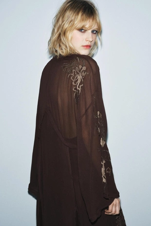 Brown | 5107/292/700 - Zara Платье с вышивкой и бусинами из ограниченной серии ZW COLLECTION