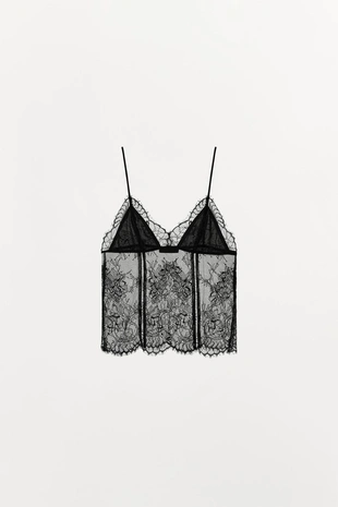 Кружевной топ на бретелях- Заказать в России