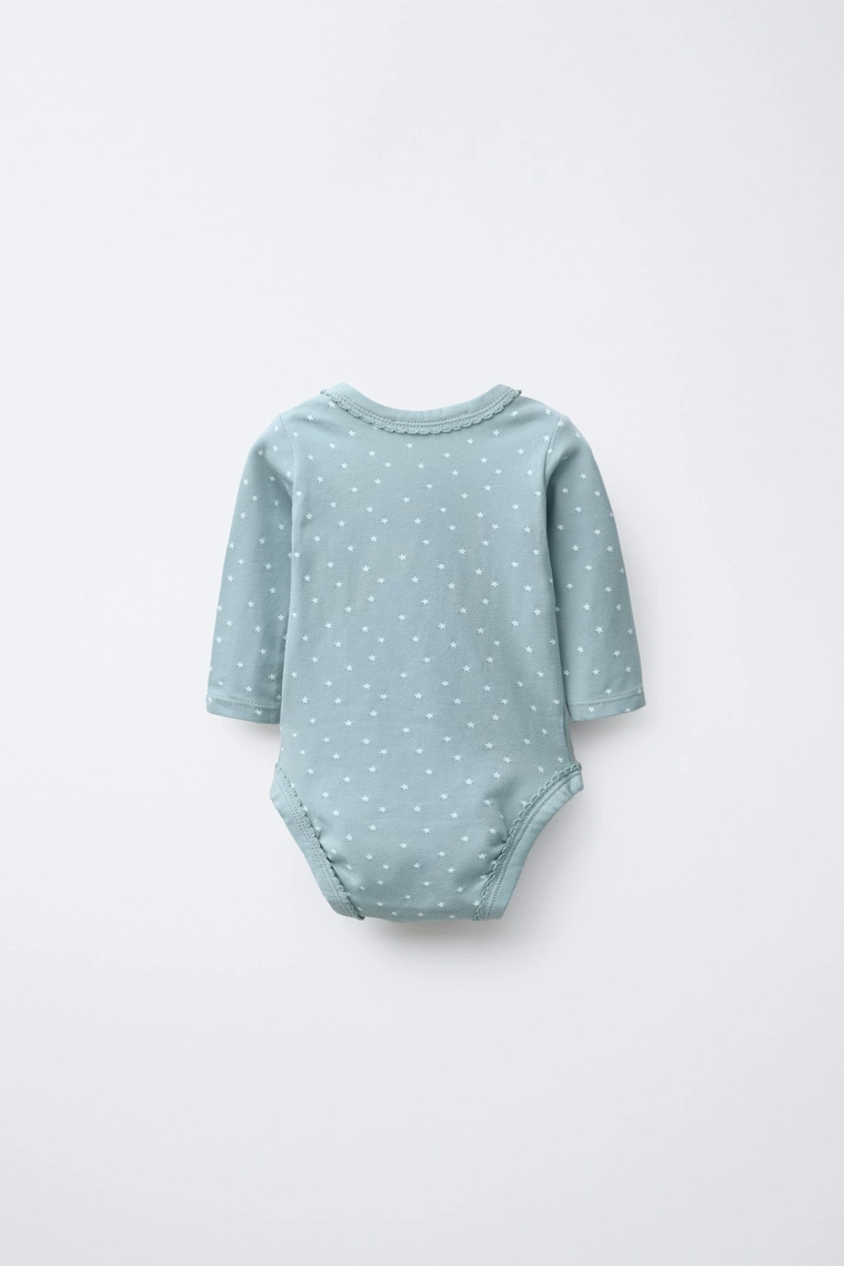 Набор из 3-х боди с кимоно-вырезом и звездами из мягкой ткани