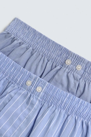 Набор из двух трусов-боксеров из поплина в контрастную полоску- Заказать в России