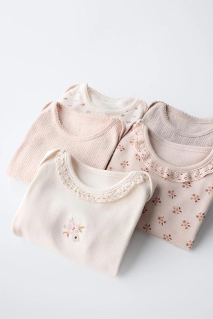 Набор из пяти боди с цветочным принтом- Заказать в России