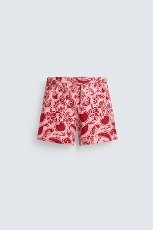 Плавательные трусы средней длины с фруктовым принтом- Заказать в России