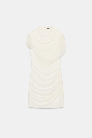 Короткое платье с комбинированной накидкой- Заказать в России