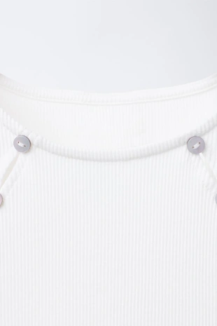 Футболка в рубчик с пуговицами- Заказать в России