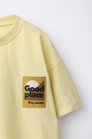 Light yellow | 5643/593/306 - Zara Футболка с нашивкой и принтом