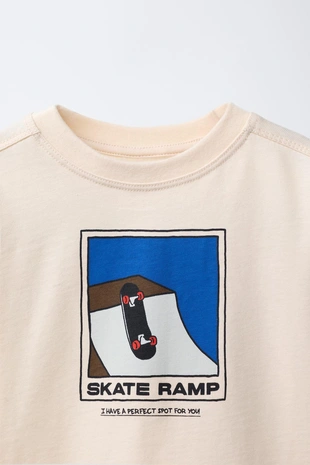 Beige | 5431/585/710 - Zara Футболка с принтом «скейт»
