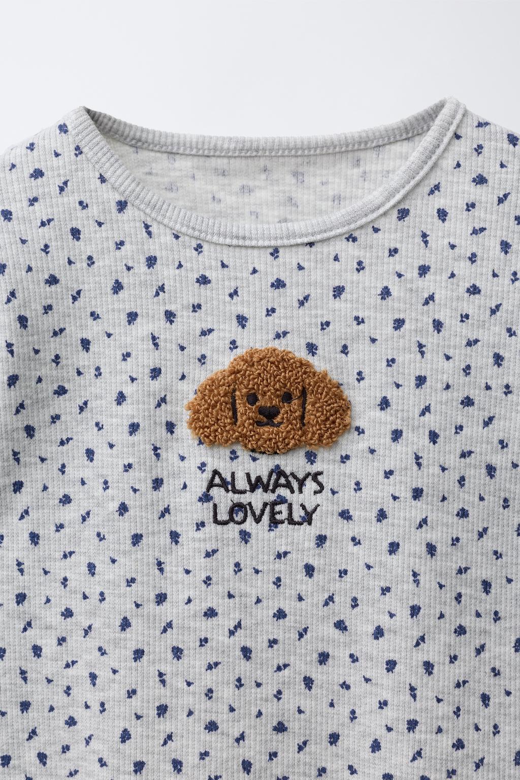 Футболка из ребристого трикотажа с цветочным и животным нашивками