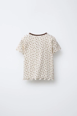 Рубашка с узором цветов и животным патчем- Заказать в России