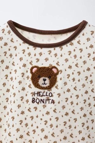 Рубашка с узором цветов и животным патчем- Заказать в России