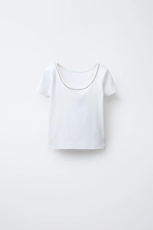 Топ в рубчик со стразами