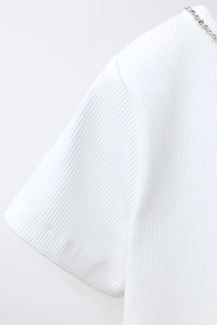 Топ в рубчик со стразами