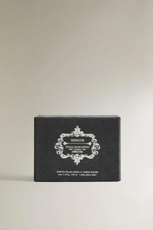 (85 г) набор ароматических свечей BASILICUM в цилиндрическом серебряном ёмкости- Заказать в России