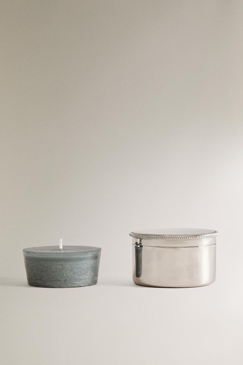 (85 г) набор ароматических свечей basilicum в цилиндрическом серебряном ёмкости