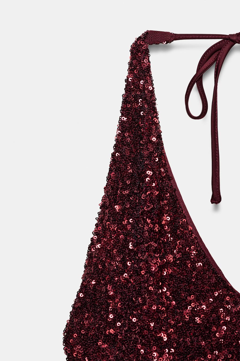 ПЛАТЬЕ С V-ОБРАЗНЫМ ВЫРЕЗОМ И ПАЙЕТКАМИ