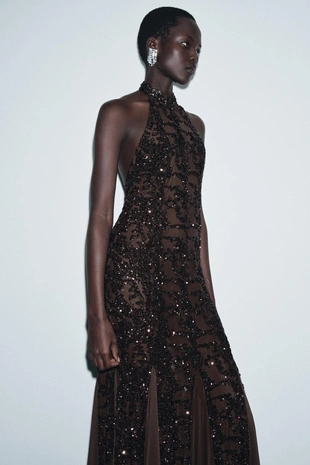 Платье халтер с пайетками- Заказать в России