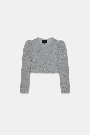 Куртка из искусственного меха с бусинами- Заказать в России