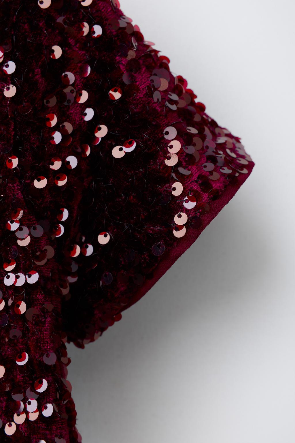 ПЛАТЬЕ С ПАЙЕТКАМИ И БАРХАТНЫМ БАНТОМ